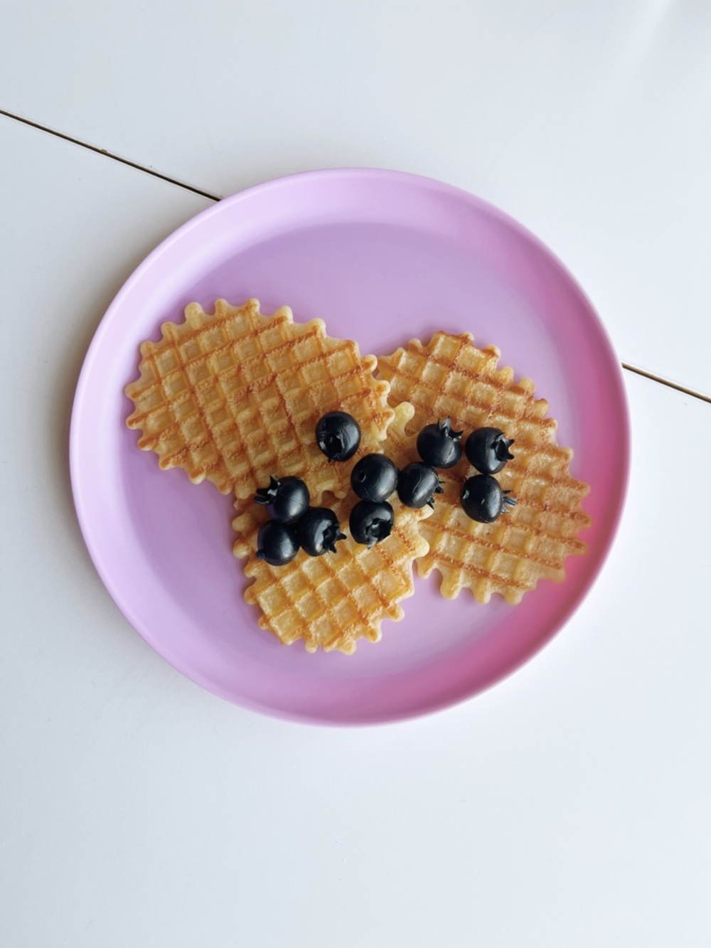✨2 for 10$✨ Kids Play Food Waffles, Blueberries on Plate - Breakfast Food Fruit